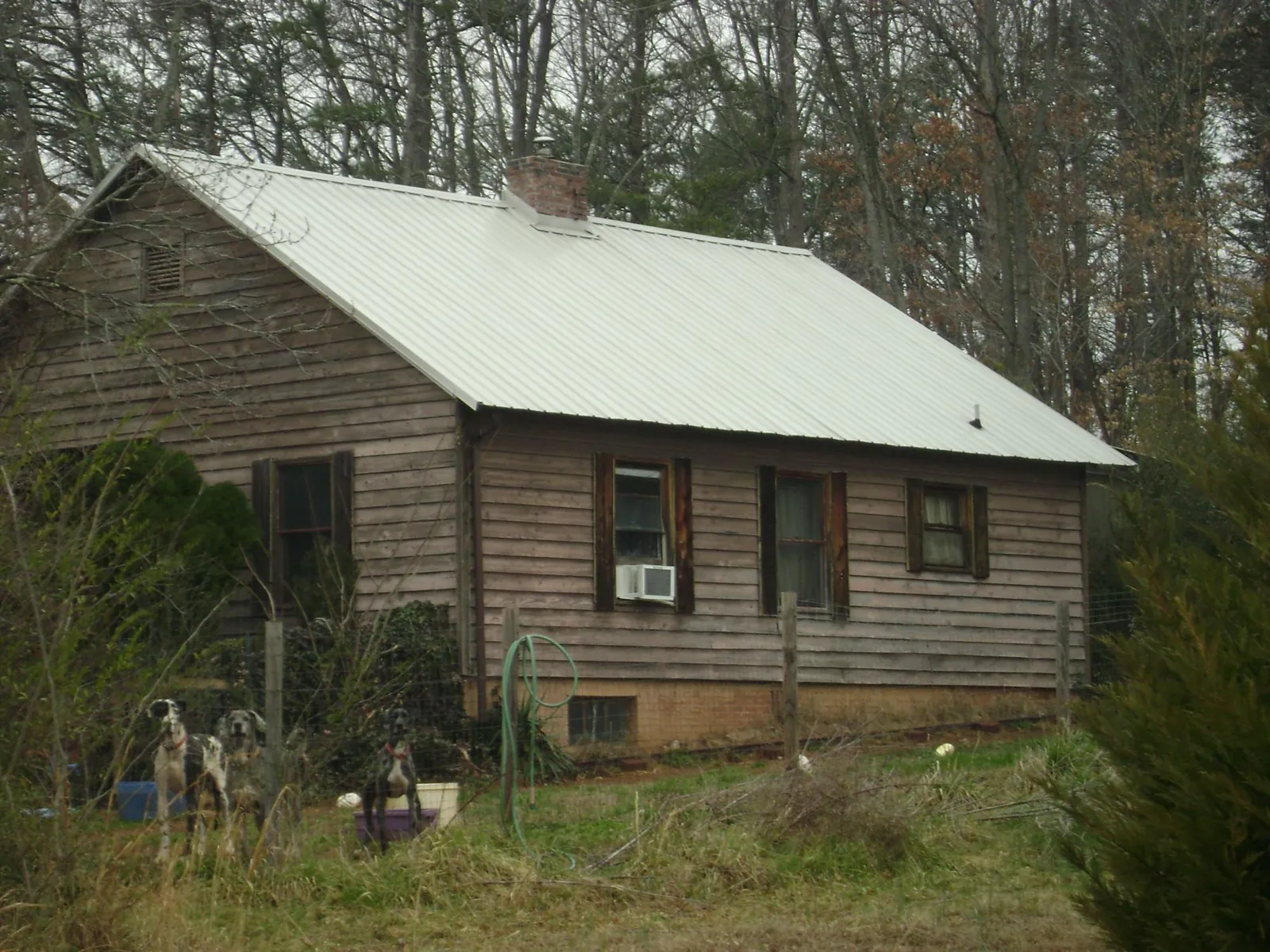 White metal roof on an old wood sided farmhouse, from a Asphalt Shingle Roof Repair job in East Ryegate